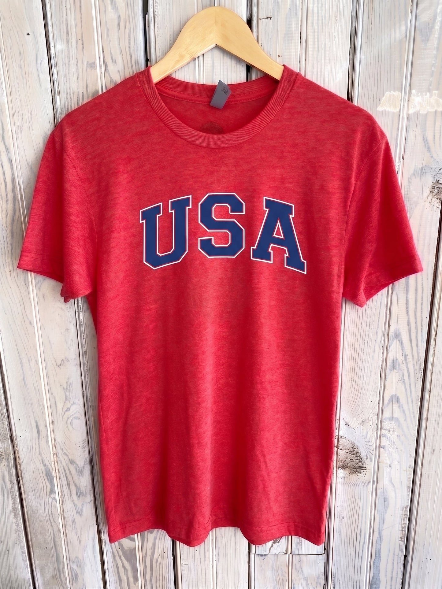 USA Varsity Unisex Tee-heather red