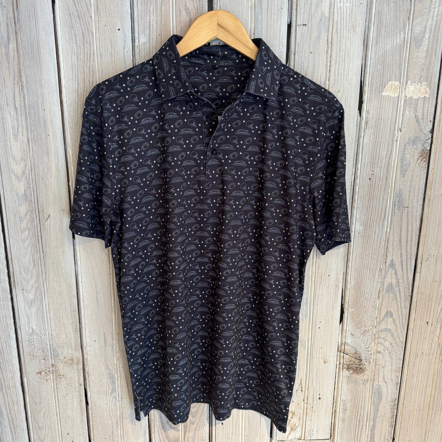 NM Hand Drawn Icons Polo-black & gold
