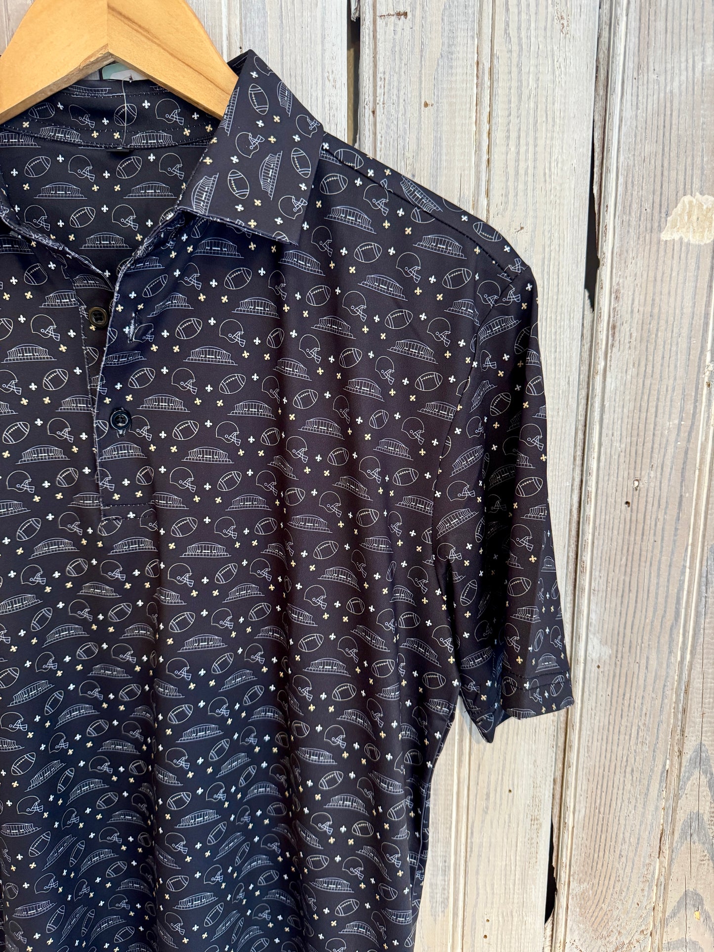 NM Hand Drawn Icons Polo-black & gold