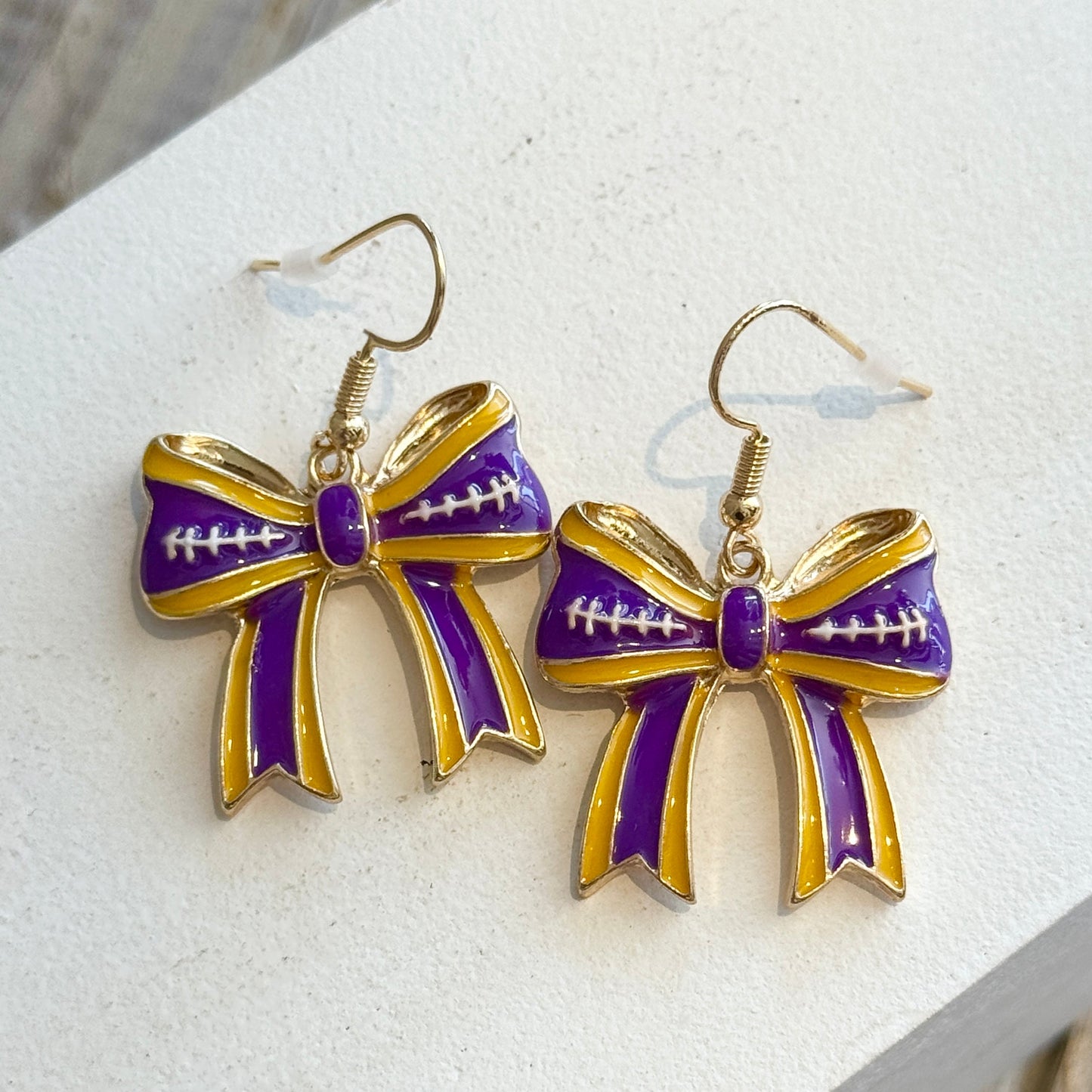 NM Gameday Ribbon Earring-purple & gold