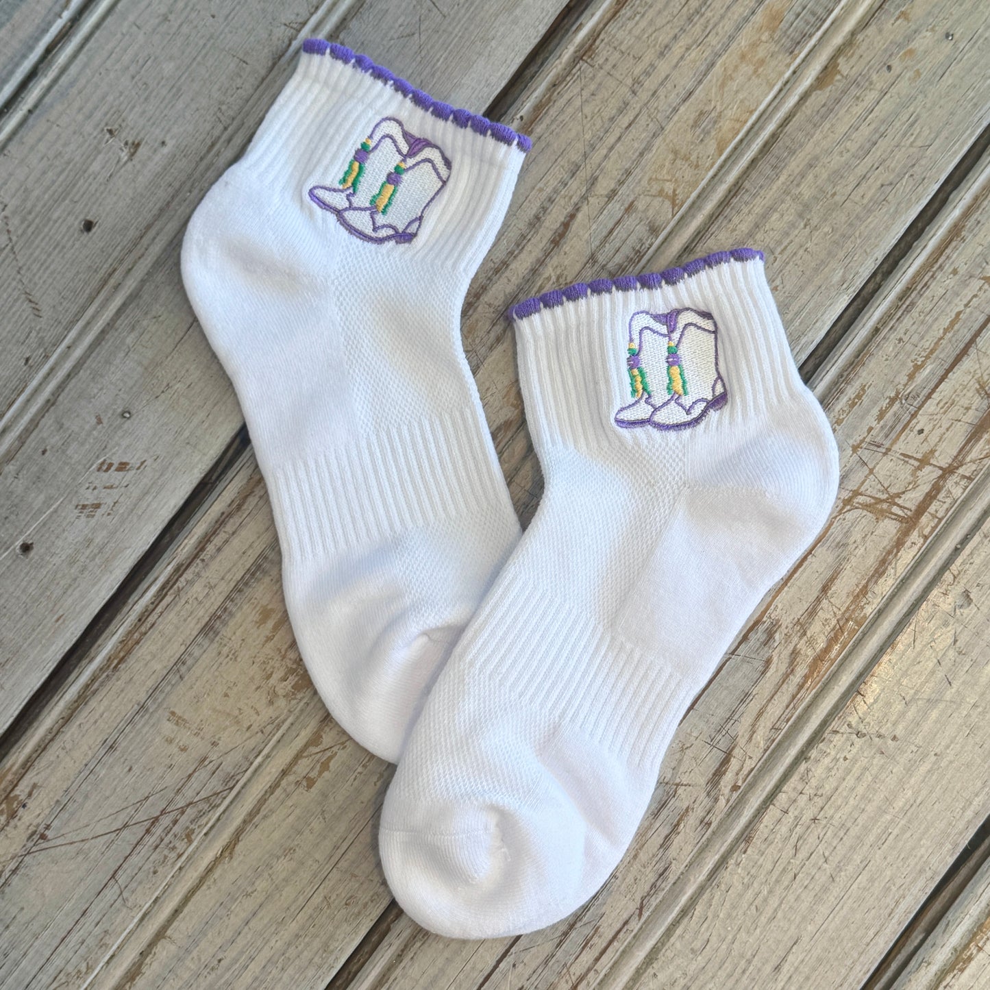 Mardi Boots Embroidered Ankle Sock