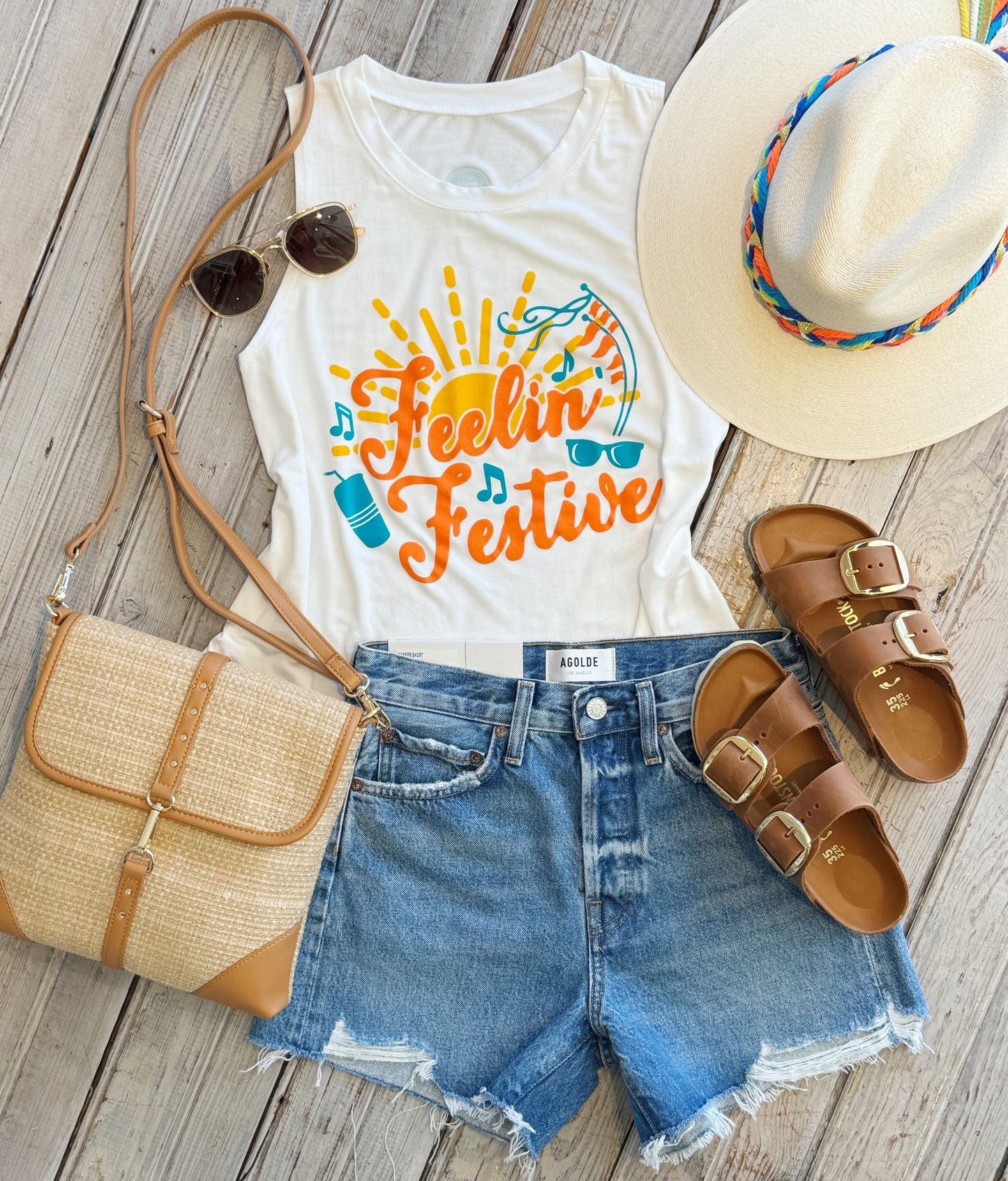 Feelin' Festive Tank-white