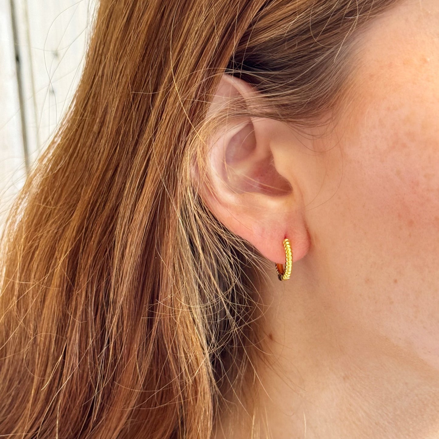 Small Ribbed Gold Hoop