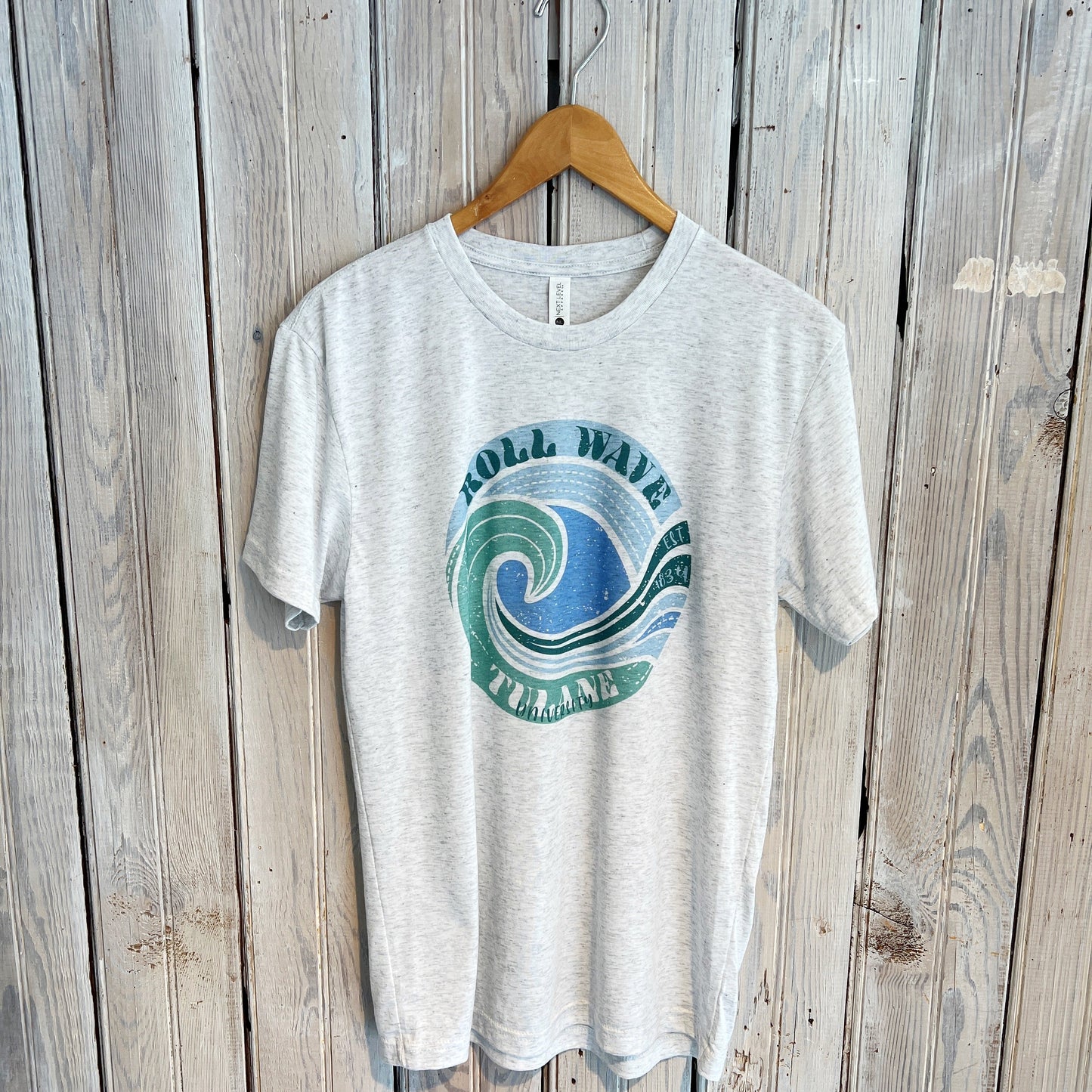 JT x Tulane Roll Wave Circle Tee-heather white