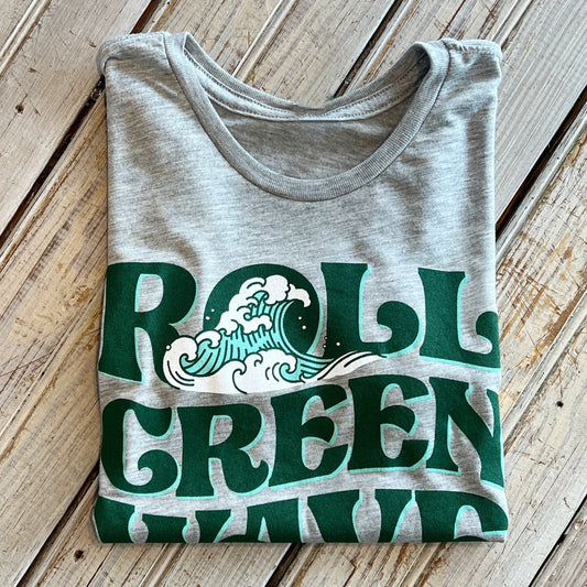 JT x Tulane Roll Green Wave Crop Top-hea grey