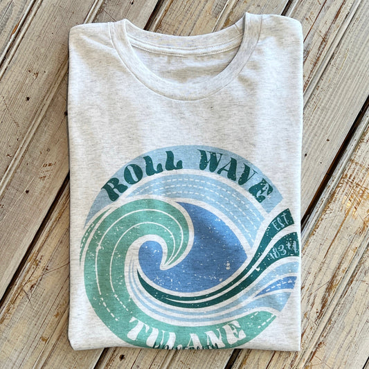 JT x Tulane Roll Wave Circle Tee-heather white