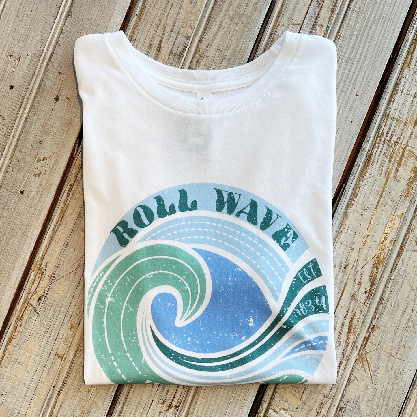 JT x Tulane Roll Wave Circle Women's Crew-white