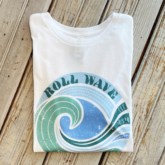 JT x Tulane Roll Wave Circle Women's Crew-white