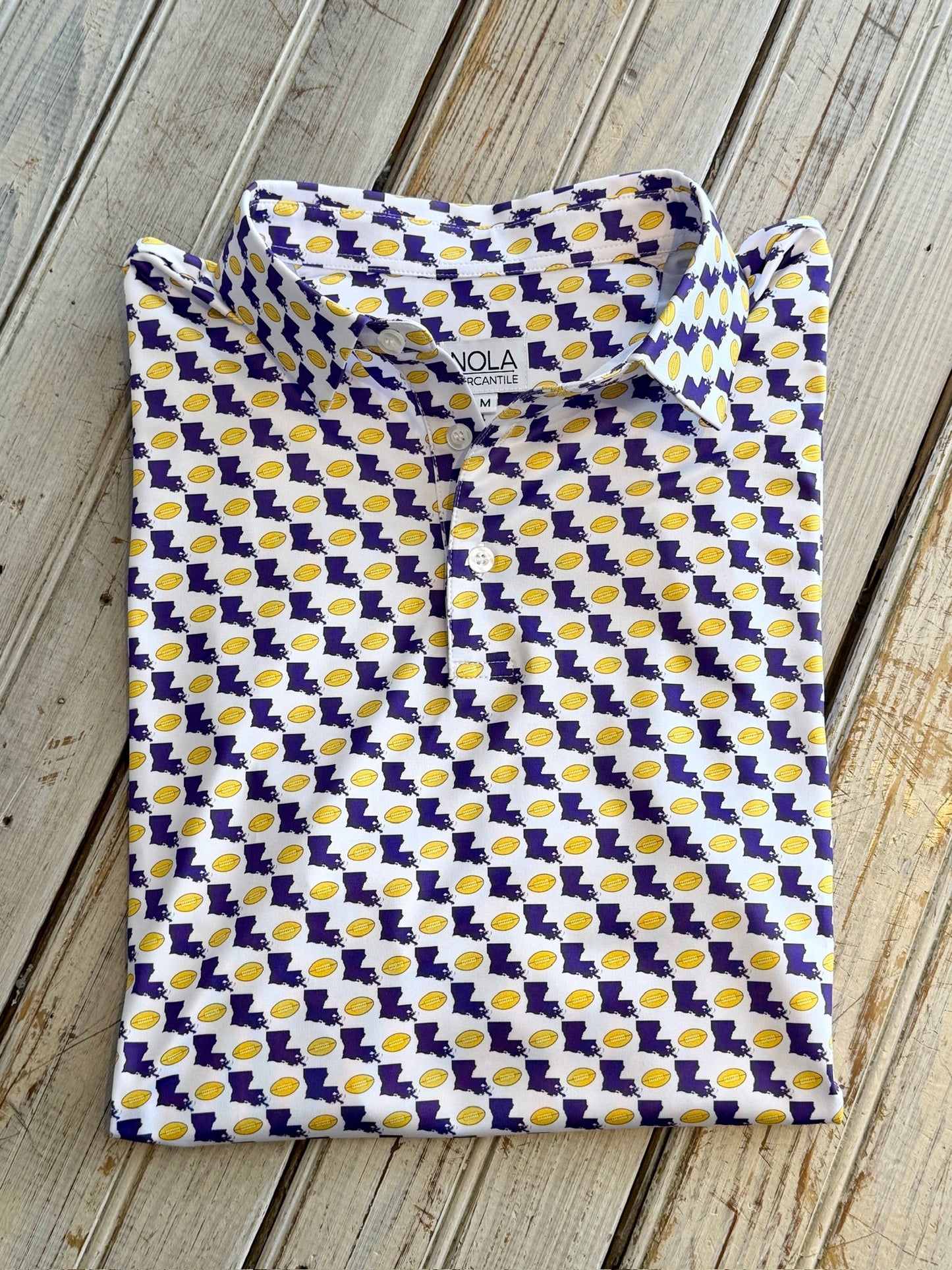 Louisiana Football Icon Polo-white & purple