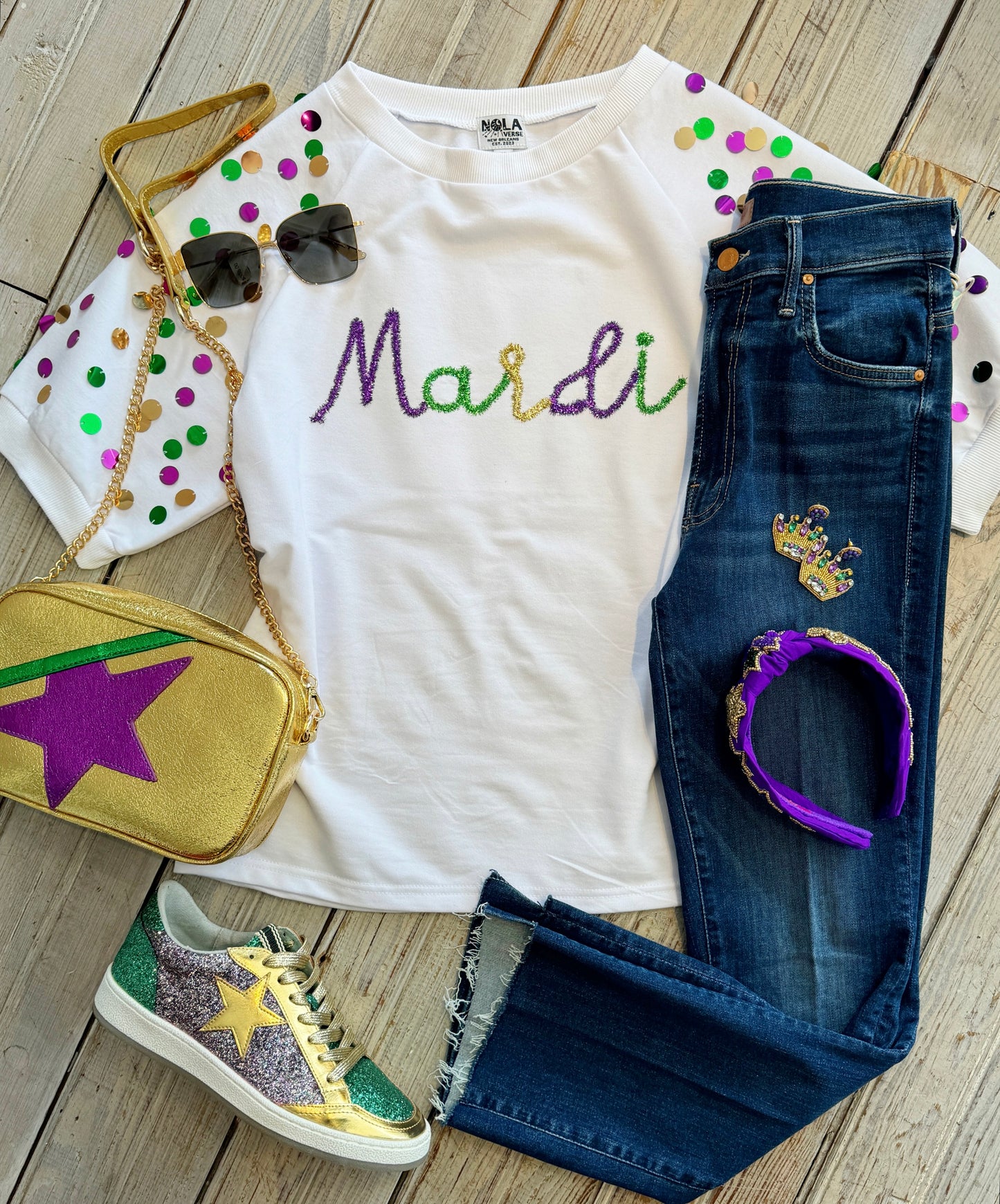 Mardi Sequin Oversized Bubble Sleeve-white