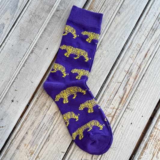 Geaux Tiger Sock-purple