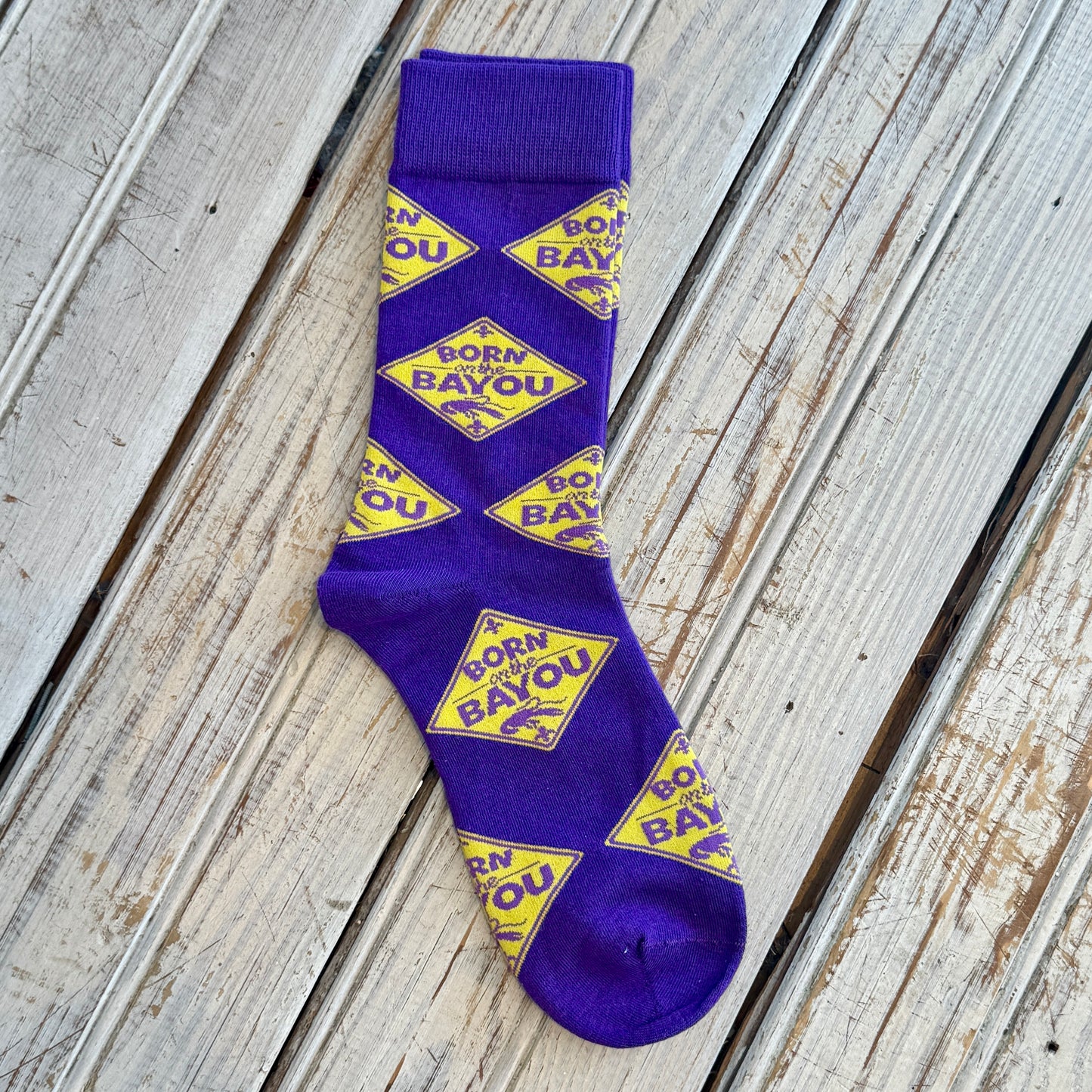 Born On The Bayou Sock-purple/yellow