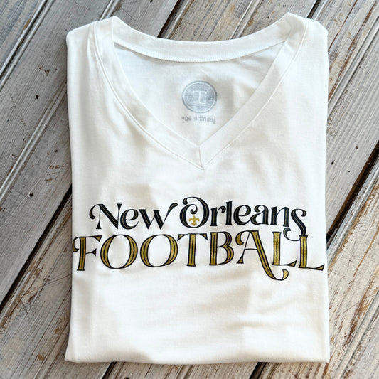 NO Football "O" FDL Specialty VNeck-white