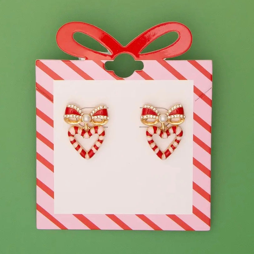 Candy Cane Heart Earring