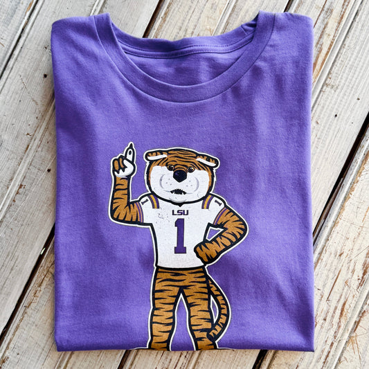 JT x LSU #1 Mike Unisex Tee-purple