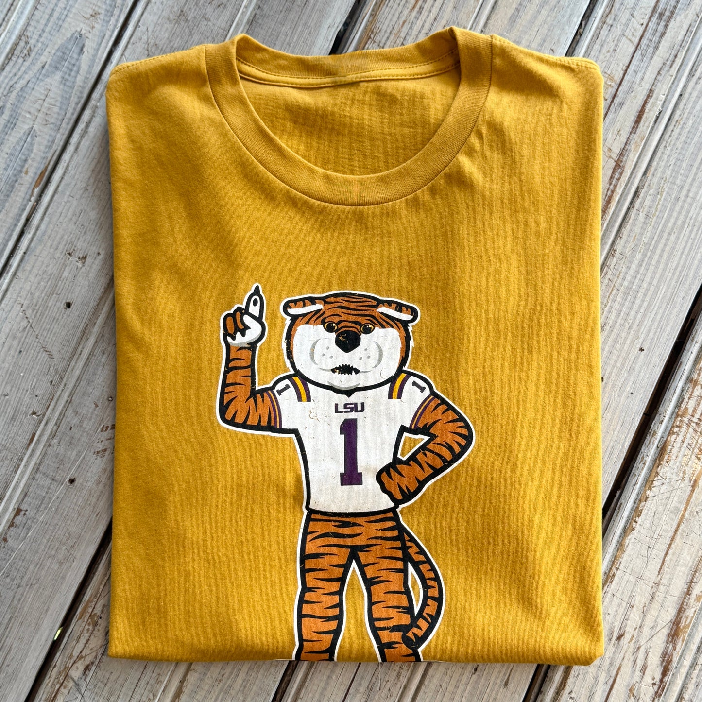 JT x LSU #1 Mike Unisex Tee-antique gold