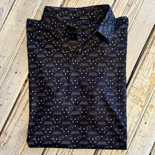 NM Hand Drawn Icons Polo-black & gold