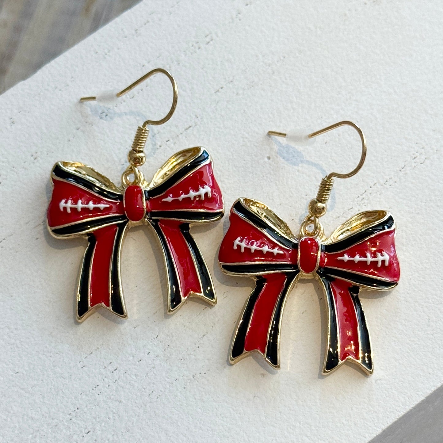 NM Gameday Ribbon Earring-red & black