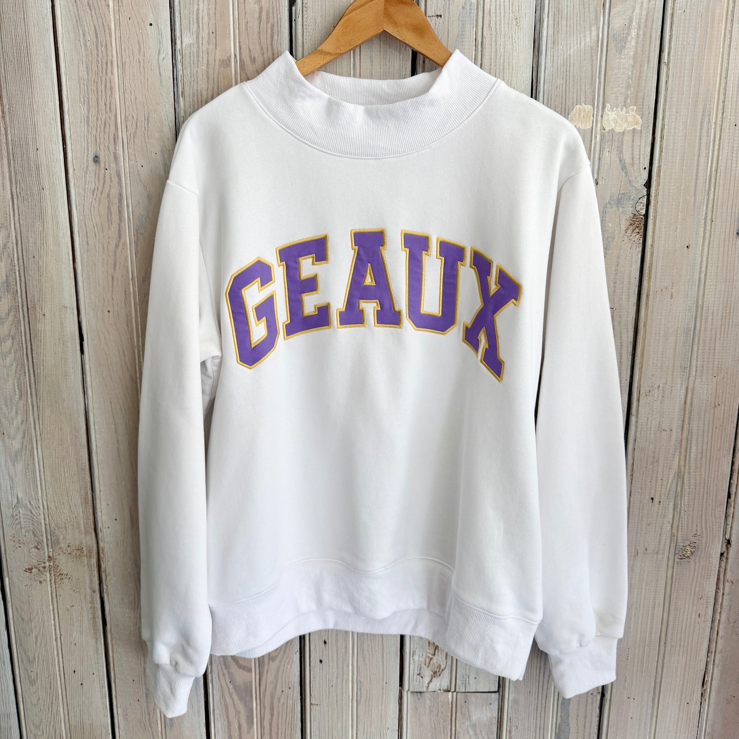 GEAUX Varsity Mockneck Sweatshirt-white