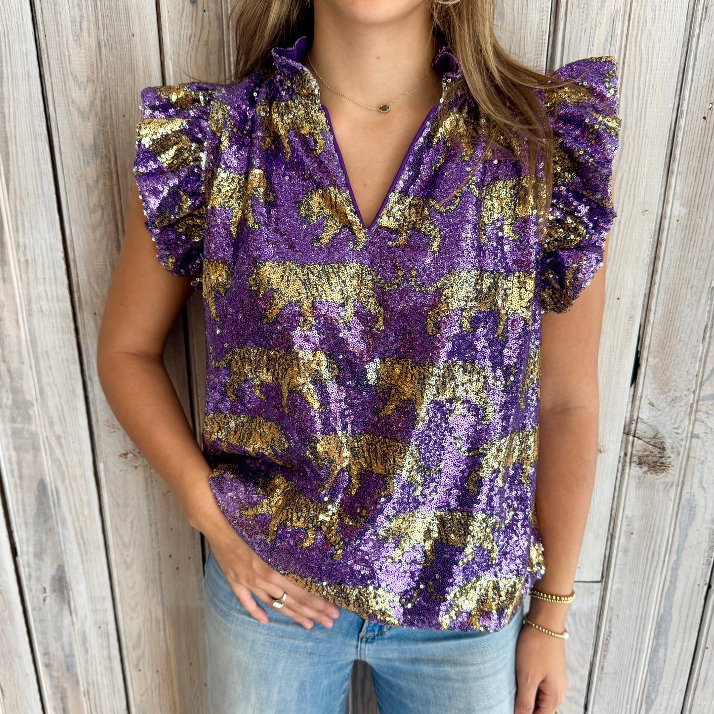 Tiger Sequin Flutter Sleeve