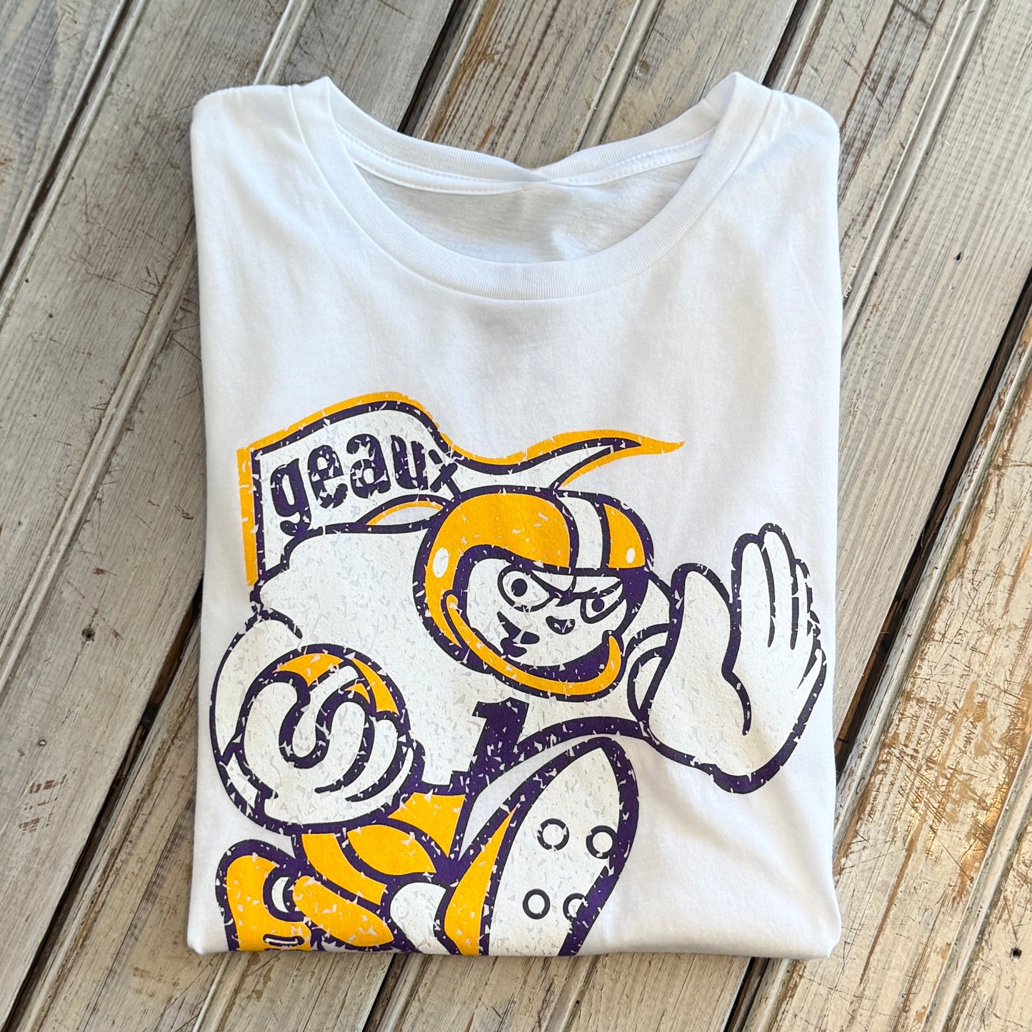 Retro Geaux Women's Crew-white