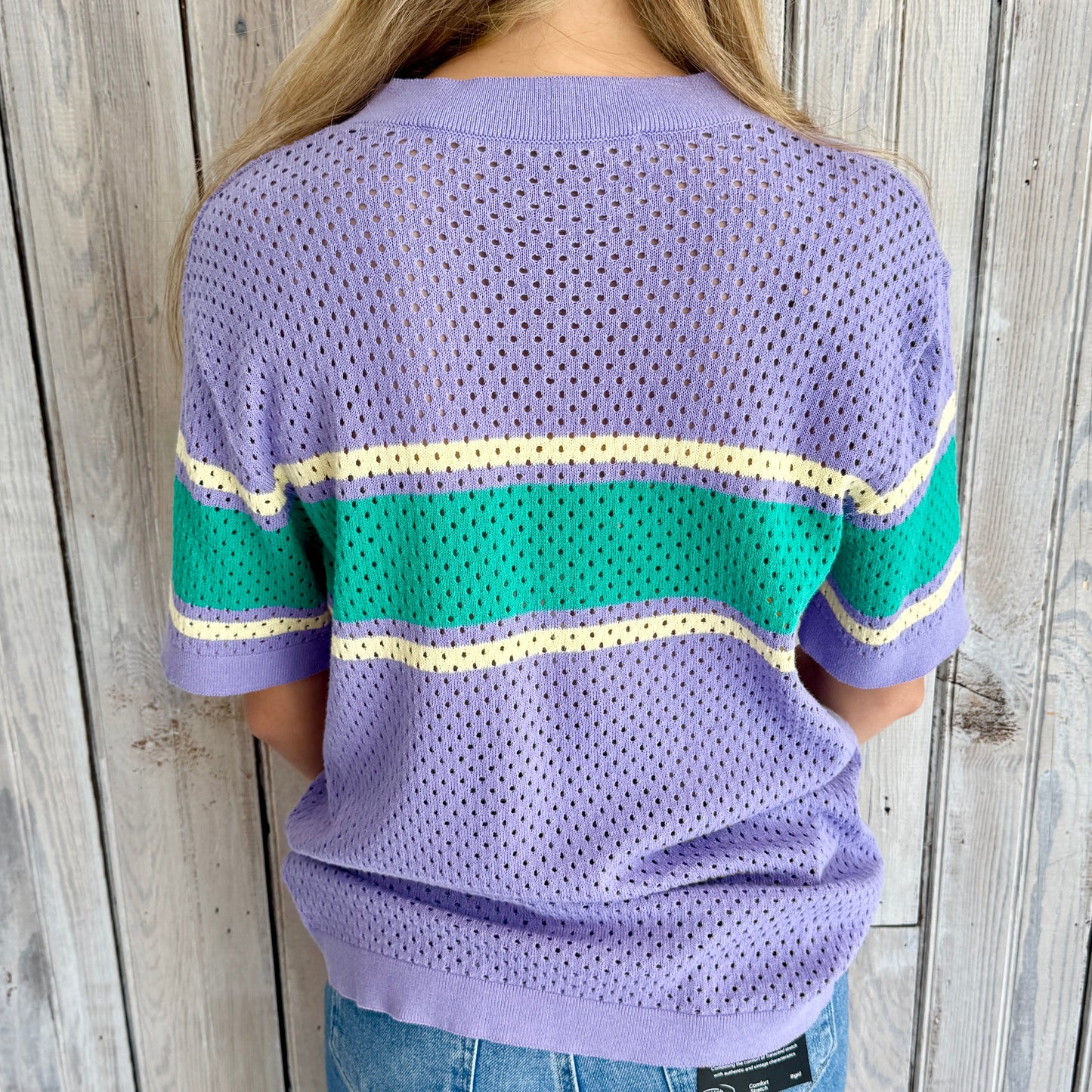 Pastel Purple Loose Knit Stripe Jersey