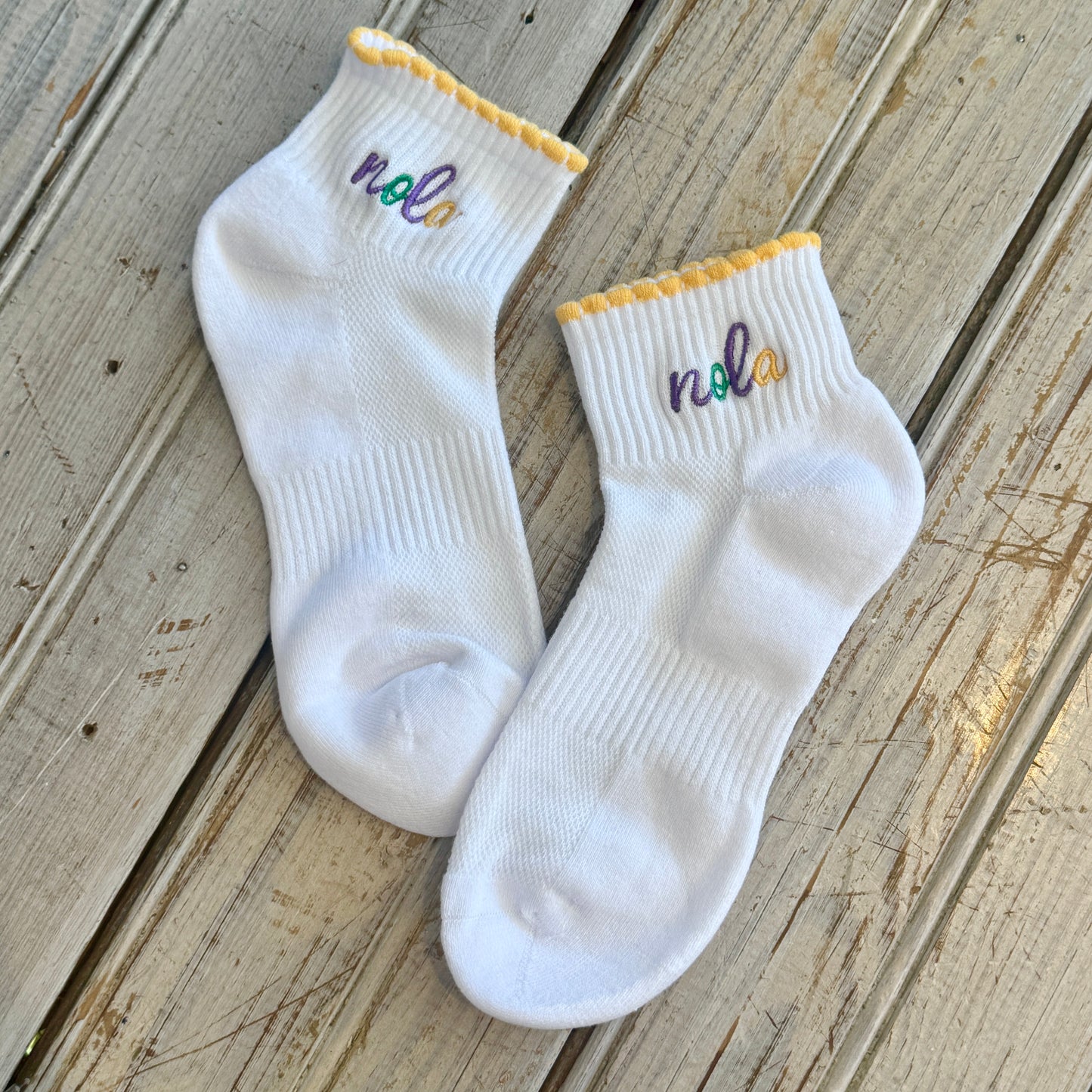 Mardi Nola Embroidered Ankle Sock