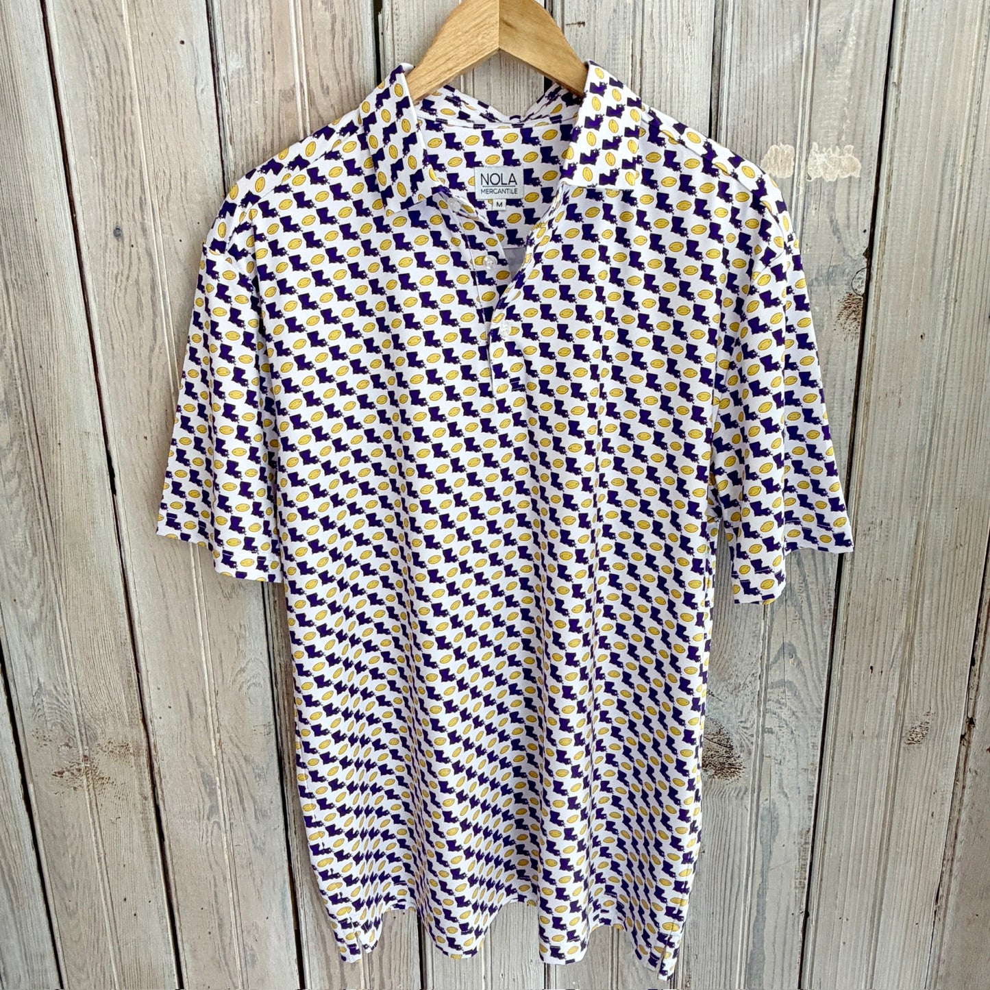 Louisiana Football Icon Polo-white & purple