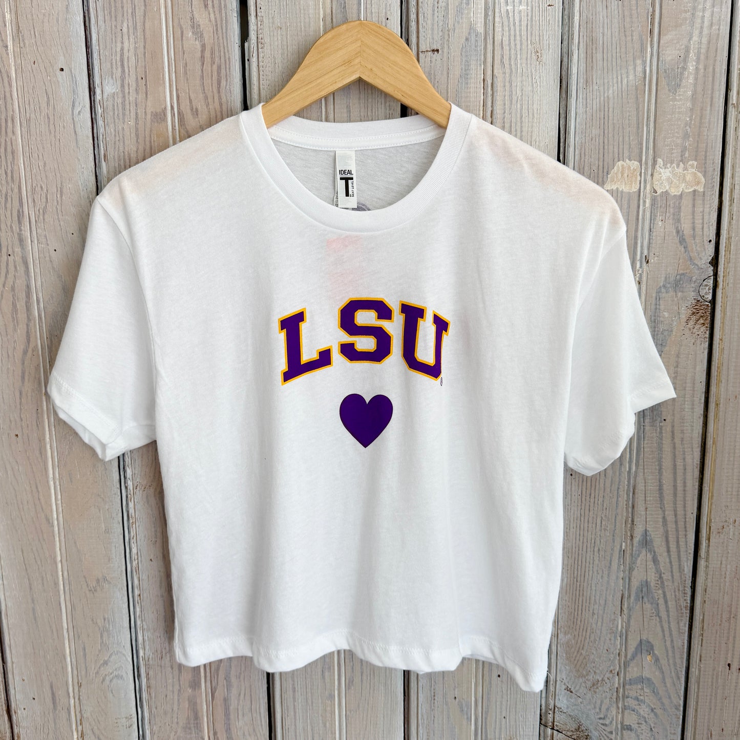LSU Heart Crop Top-white