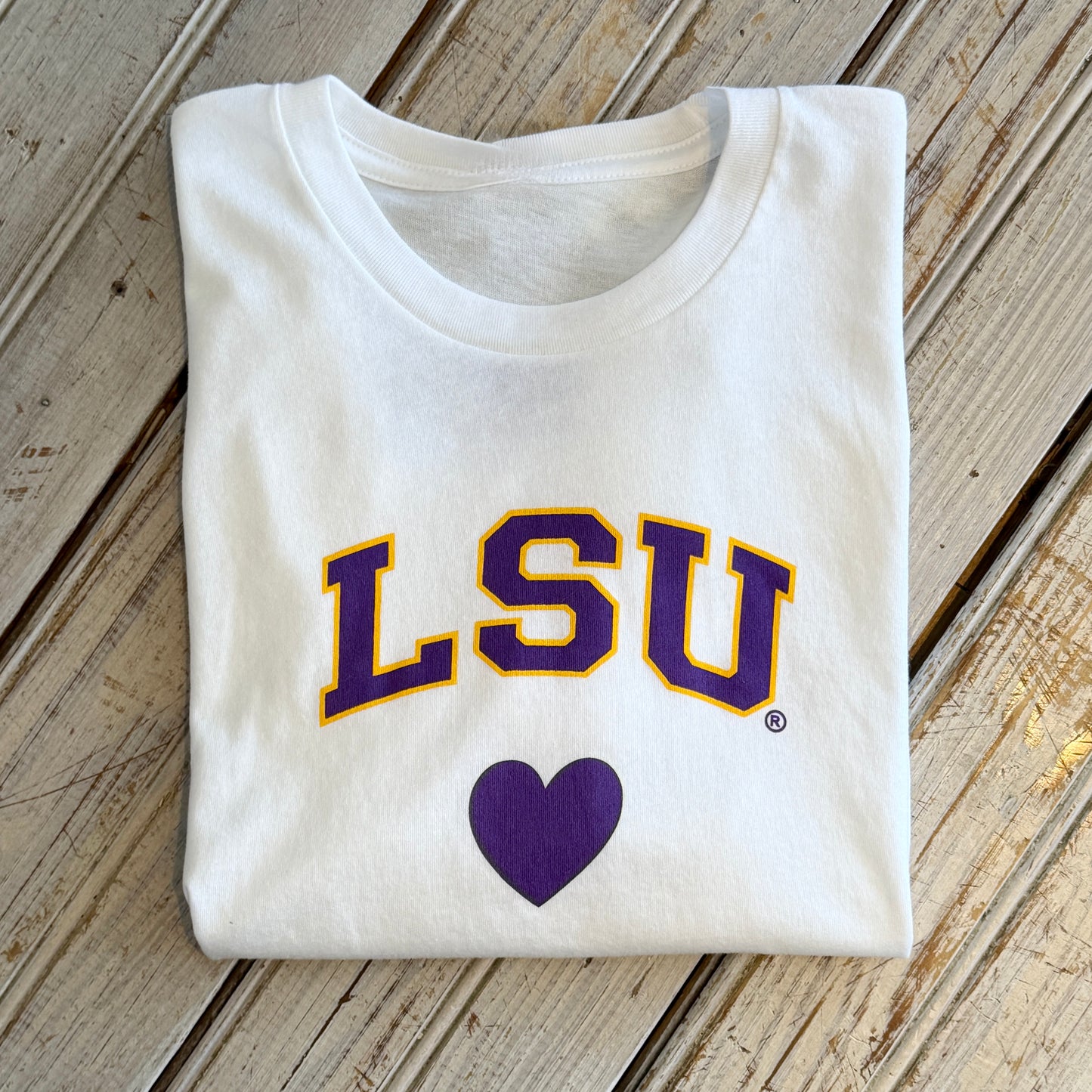 LSU Heart Crop Top-white