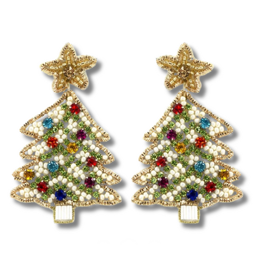 Christmas Tree Earring-white