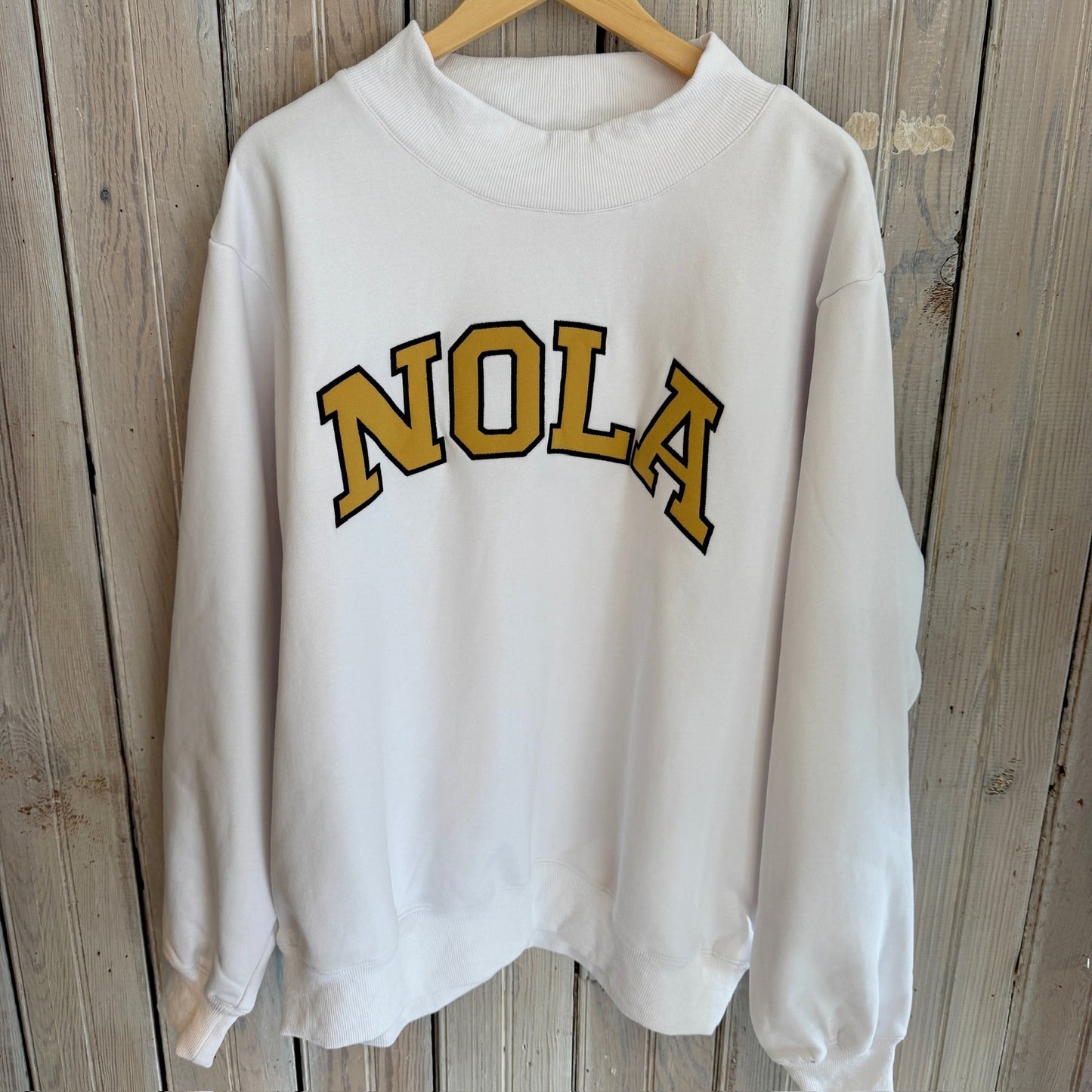 Nola Mockneck Sweatshirt-white & gold
