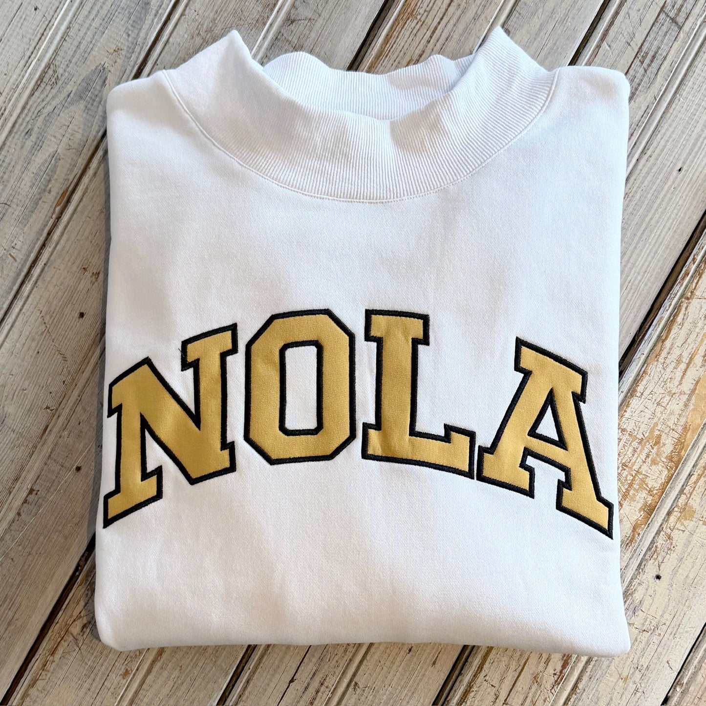 Nola Mockneck Sweatshirt-white & gold