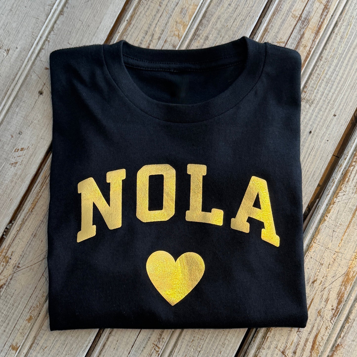 Nola Foil Heart Crop Top-black