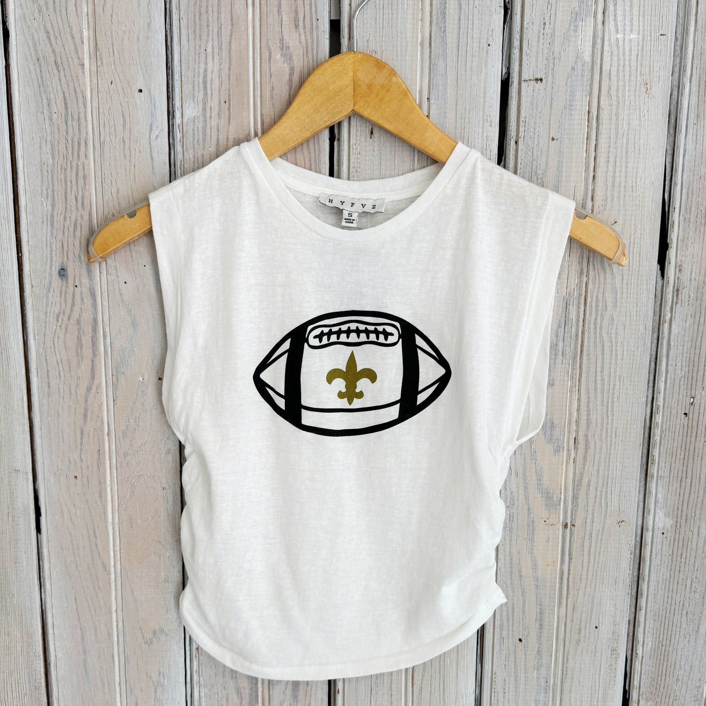 FDL Football Ruched Tank-white