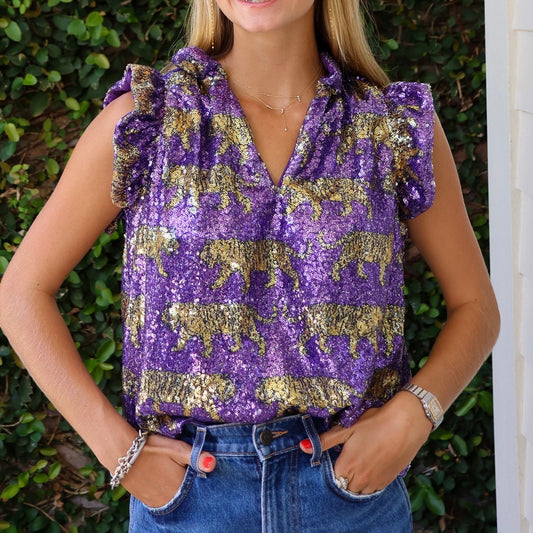 Tiger Sequin Flutter Sleeve