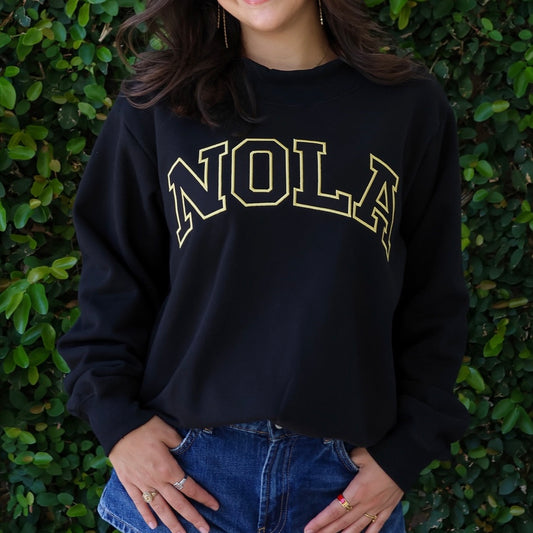 Nola Mockneck Sweatshirt-black & gold