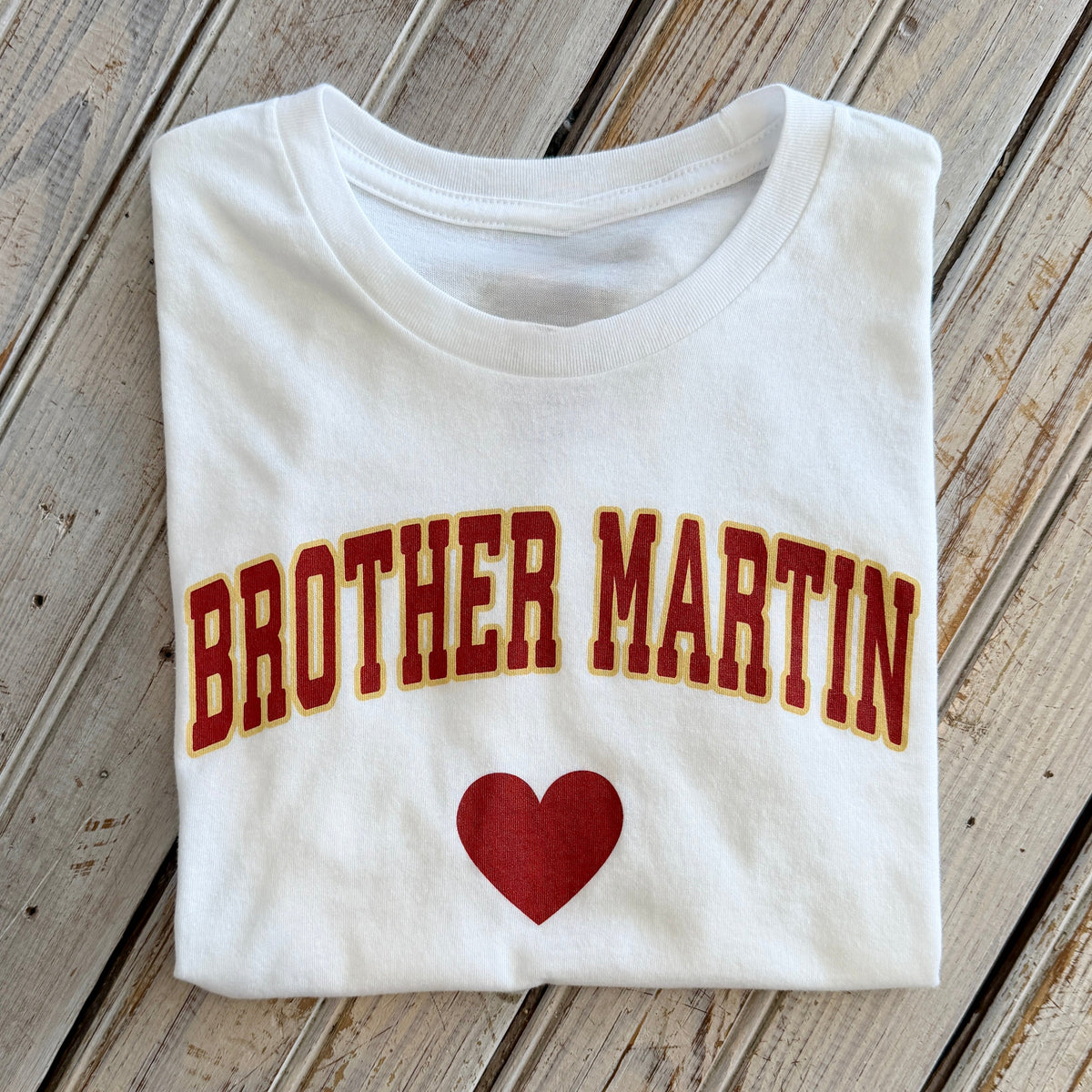 Brother Martin Heart Crop- white