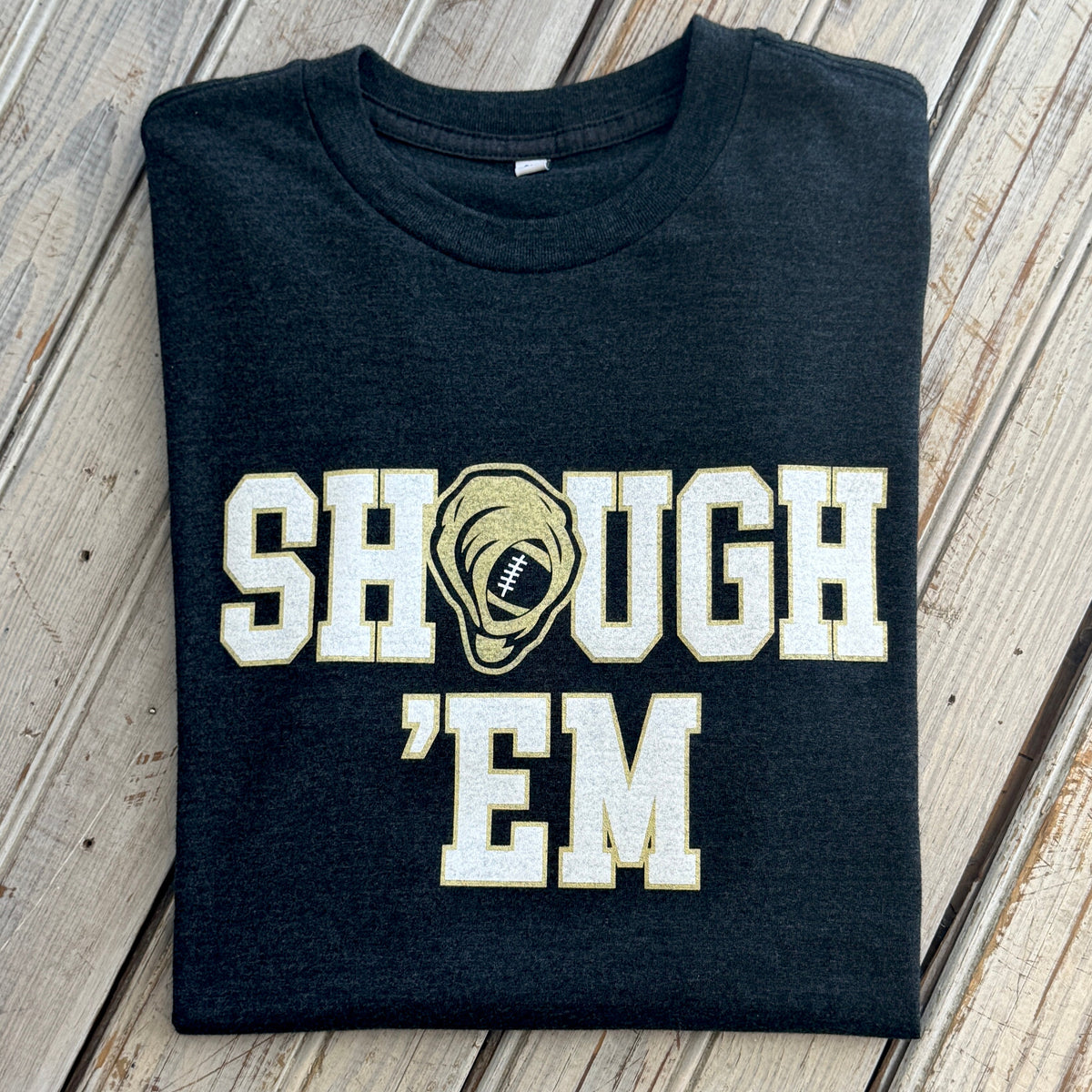 Shough 'Em Unisex Tee-heather black
