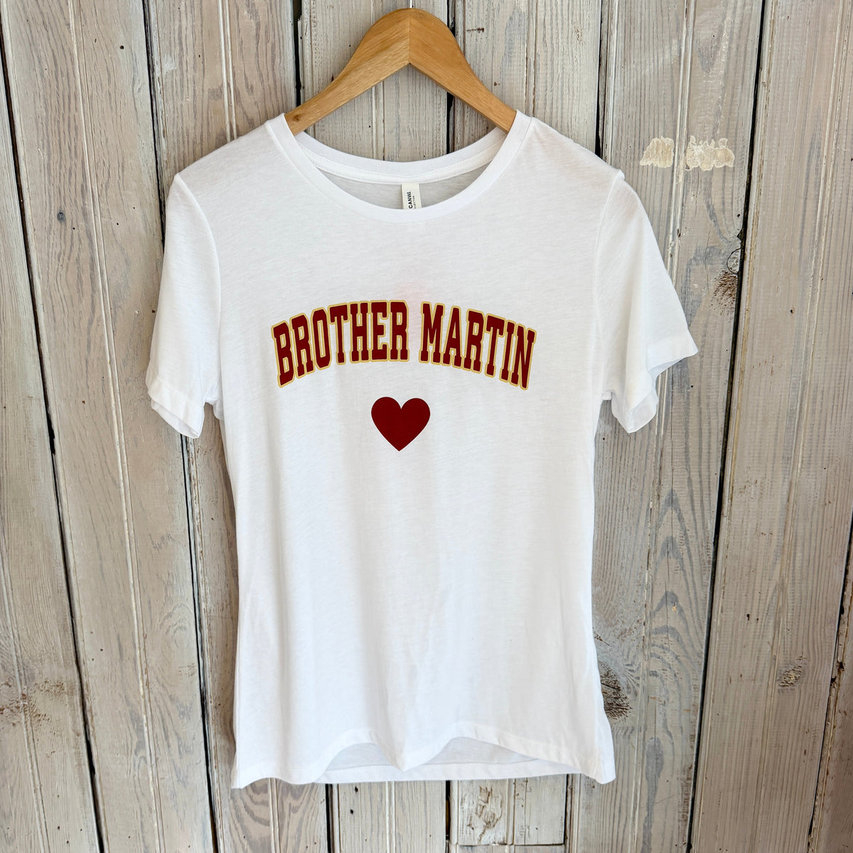 Brother Martin Heart Women's Crew- white