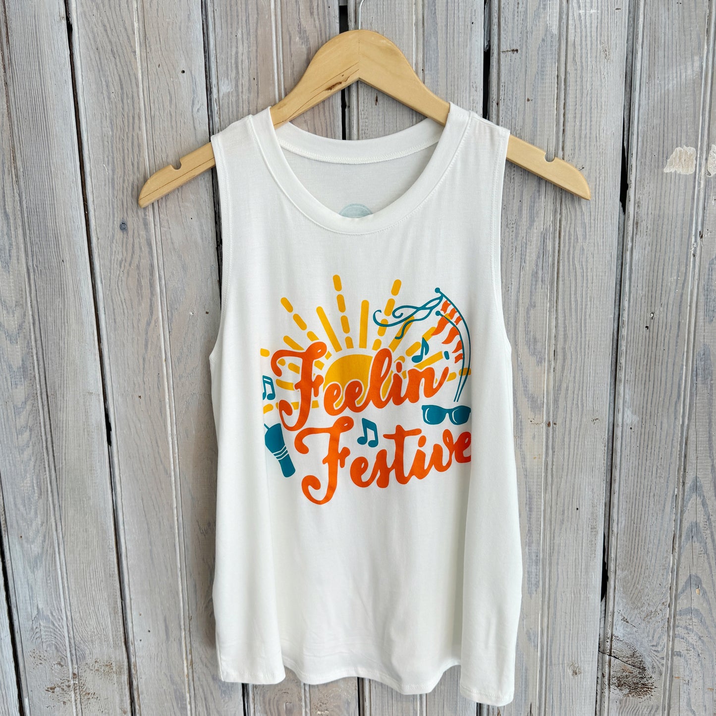 Feelin' Festive Tank-white