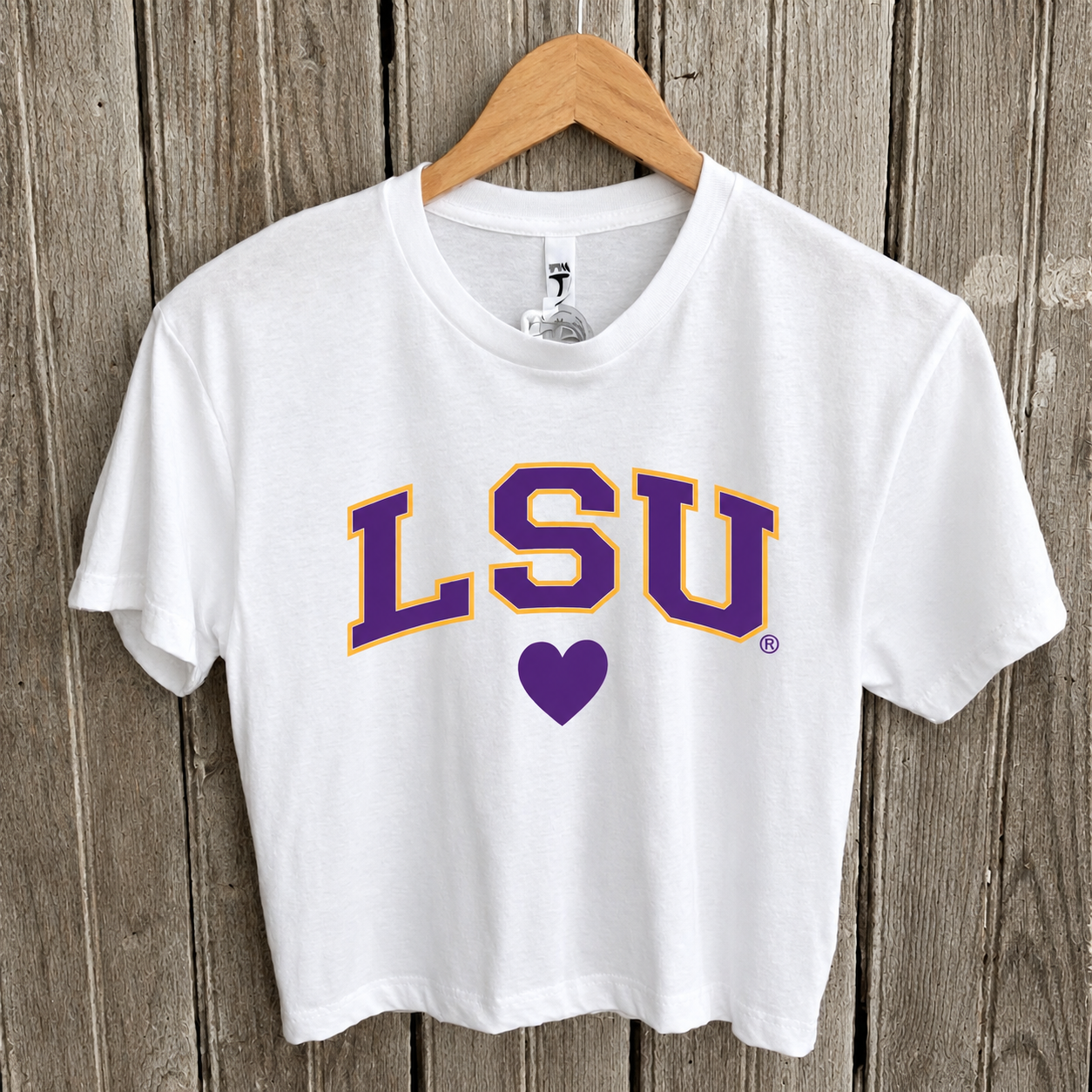 LSU Heart Crop Top-white