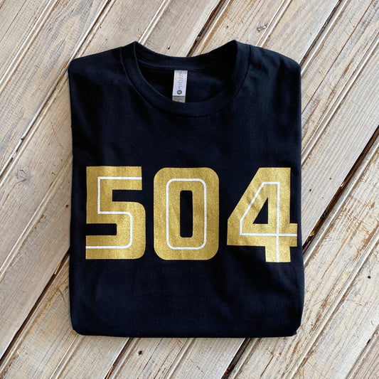 504 Tee-Black & Gold/White