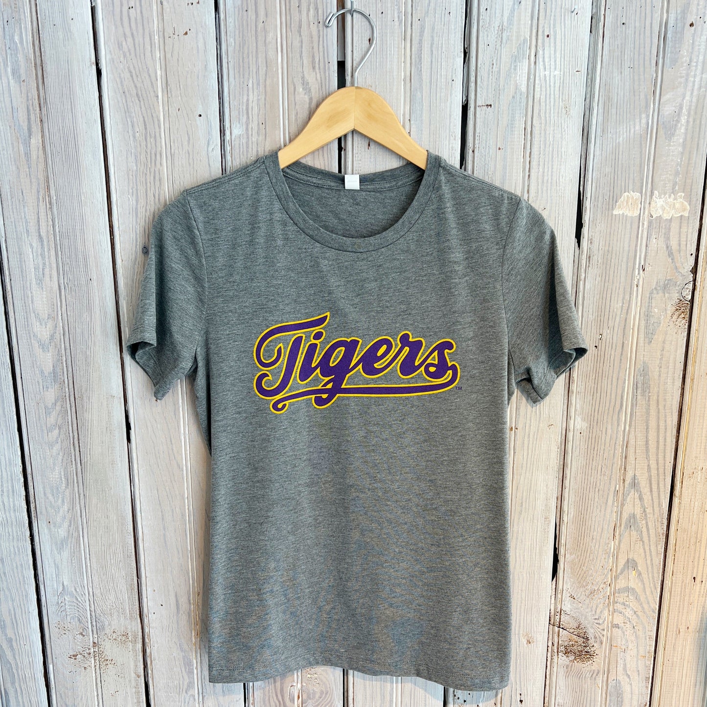 LSU Tigers Script Womens Crew-grey