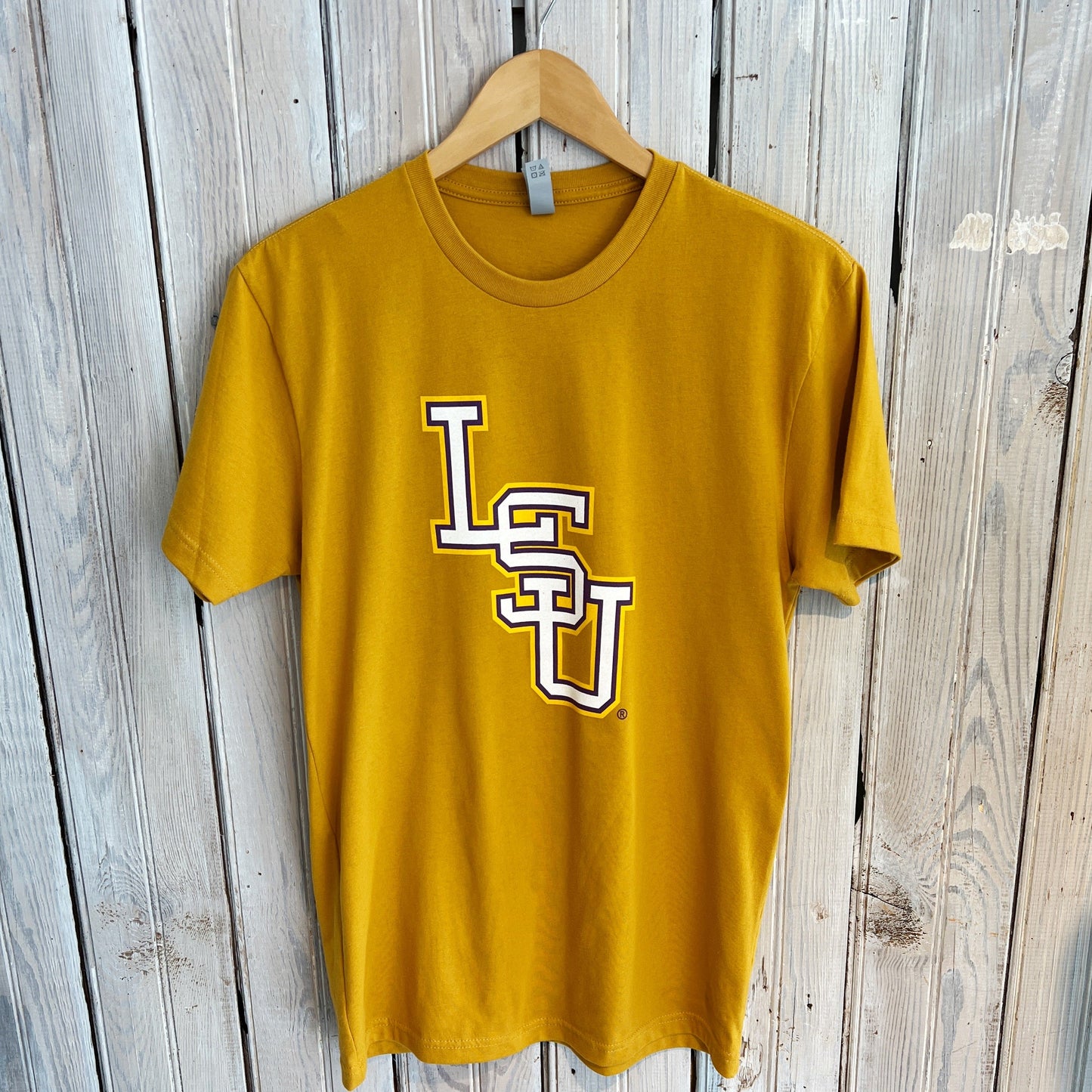 LSU Stacked Logo Tee-antique gold