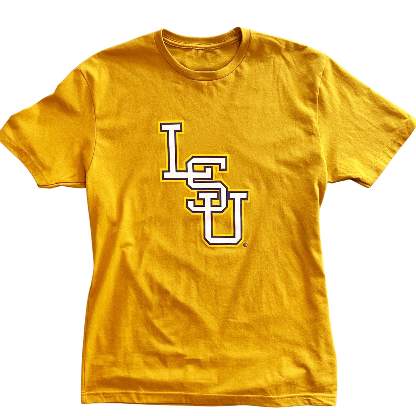 LSU Stacked Logo Tee-antique gold