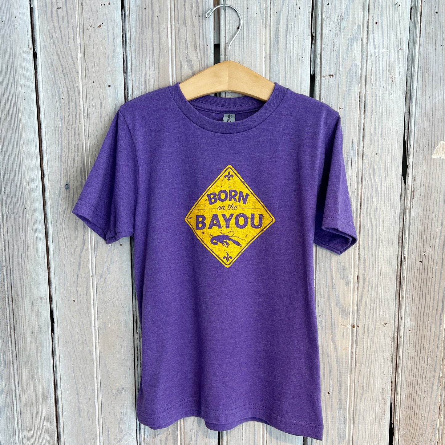 Born On The Bayou Kids Tee-purple