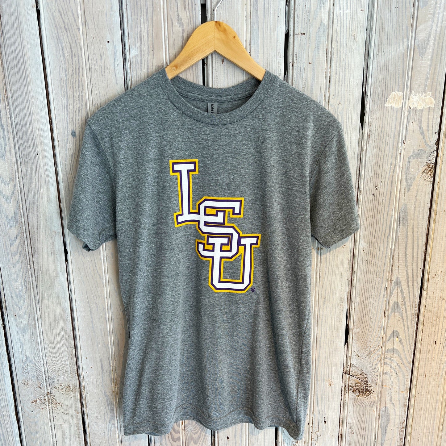 LSU Stacked Logo Tee-hea grey