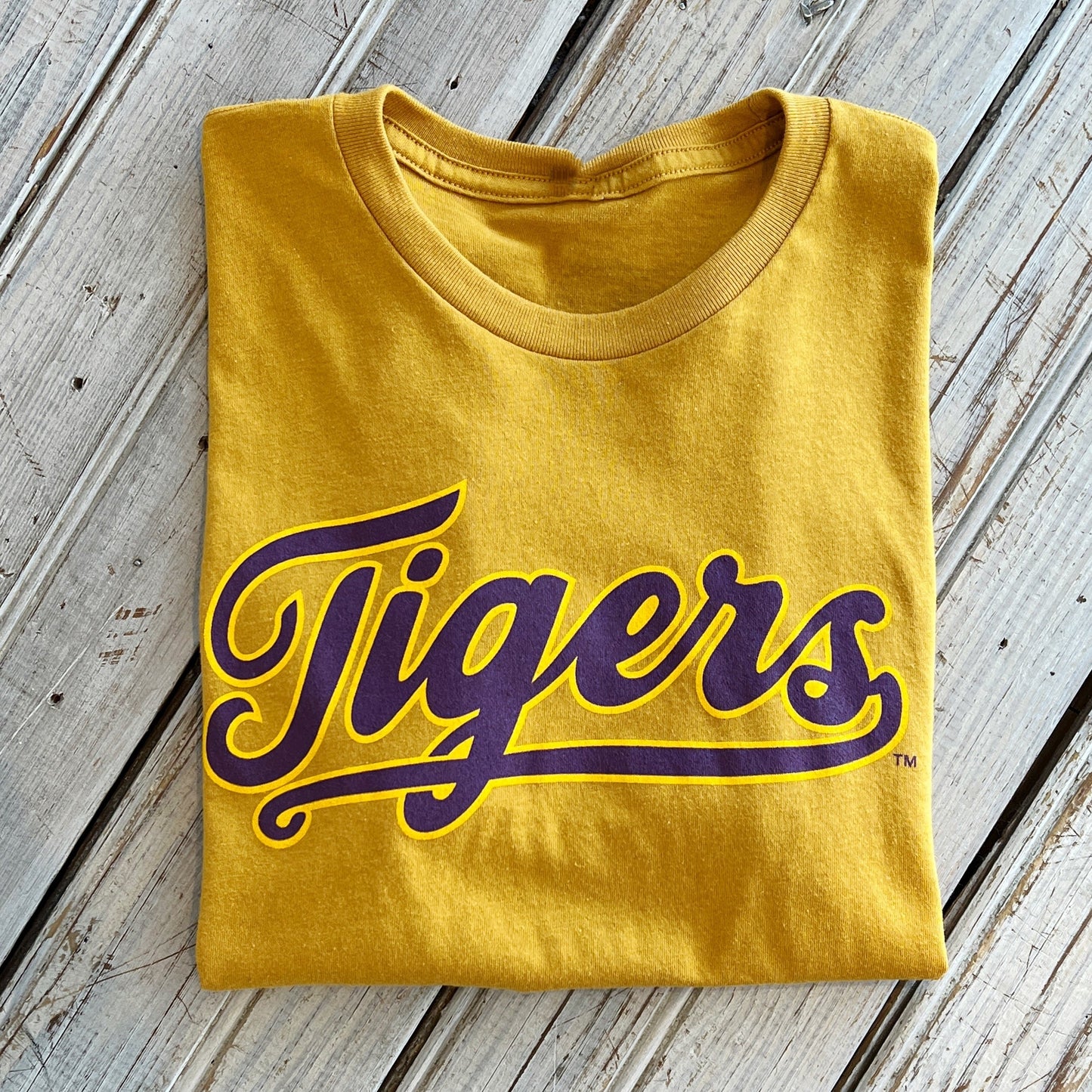 LSU Tigers Script Crop-antique gold